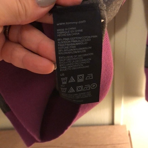 Tommy Hilfiger size large purple and grey stripped sweater - Picture 6 of 6